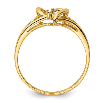 14k Holds 4.5mm Pearl and 1-1.0mm Stone Heart Ring Mounting