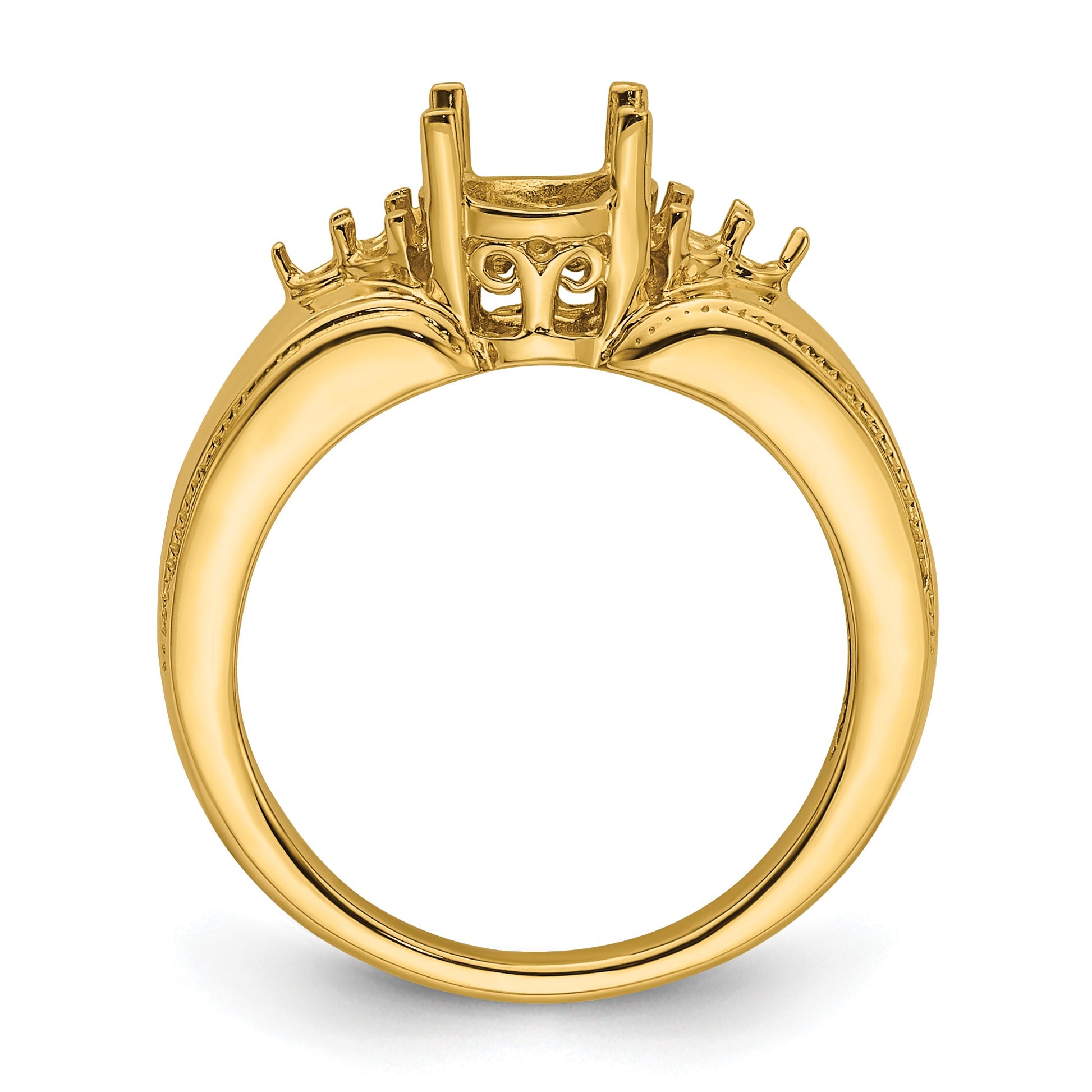 14k Holds 6-1.5mm Round and 1-8x6mm Oval Gemstone Ring Mounting