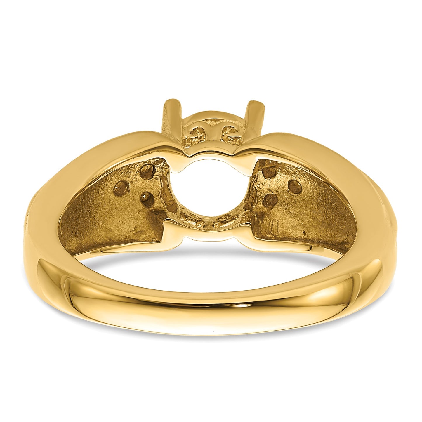 14k Holds 6-1.5mm Round and 1-8x6mm Oval Gemstone Ring Mounting