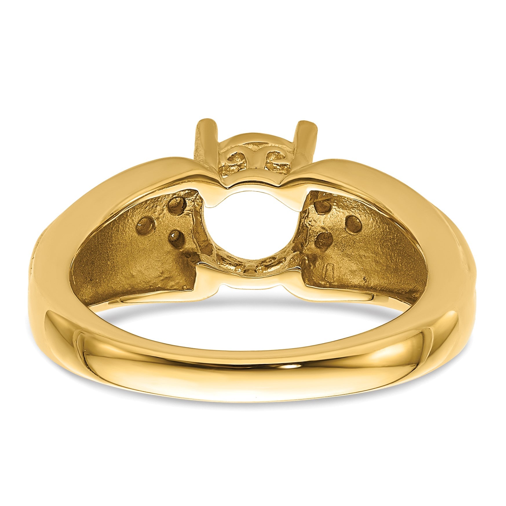 14k Holds 6-1.5mm Round and 1-8x6mm Oval Gemstone Ring Mounting