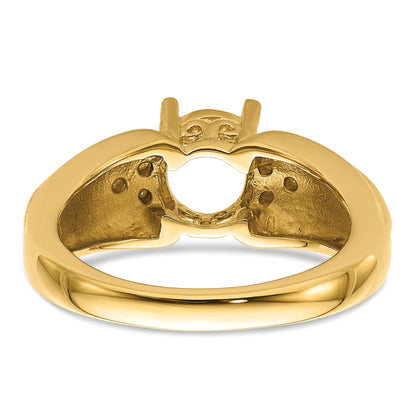 14k Holds 6-1.5mm Round and 1-8x6mm Oval Gemstone Ring Mounting