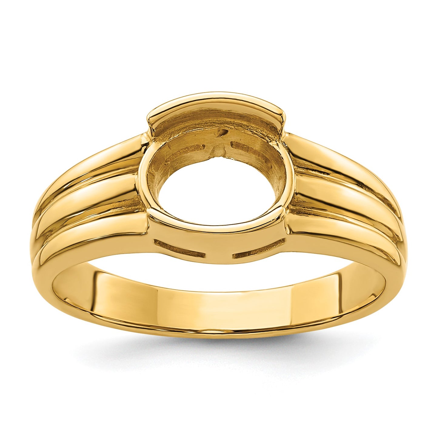 14k Holds 8x6mm Oval Gemstone East-West Ring Mounting