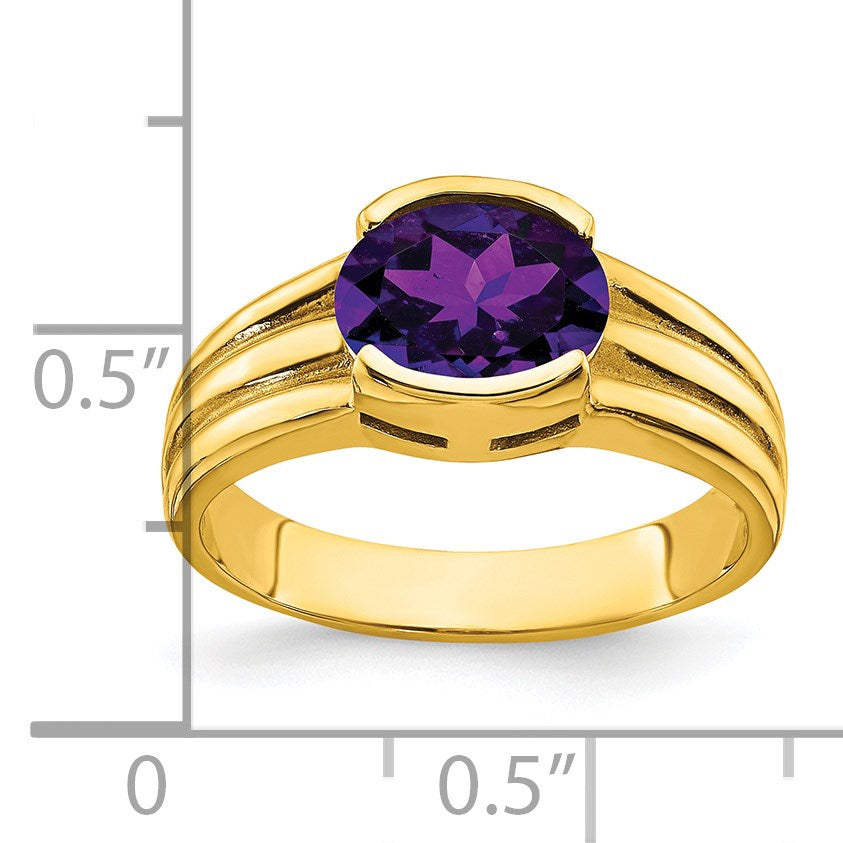 14k 8x6mm Oval Amethyst East-West Ring