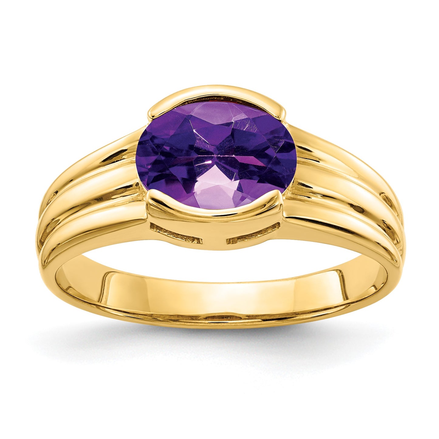 14k 8x6mm Oval Amethyst East-West Ring