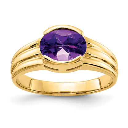 14k 8x6mm Oval Amethyst East-West Ring