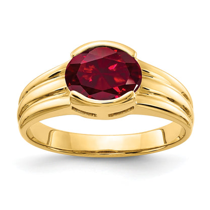 14k 8x6mm Oval Lab-Created Ruby East-West Ring