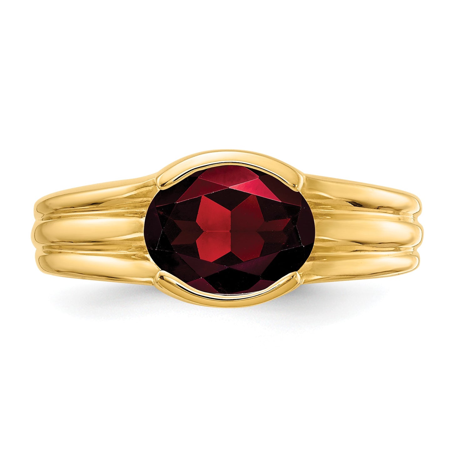 14k 8x6mm Oval Garnet East-West Ring
