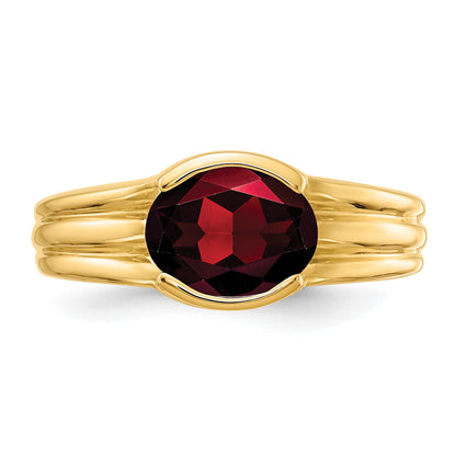 14k 8x6mm Oval Garnet East-West Ring