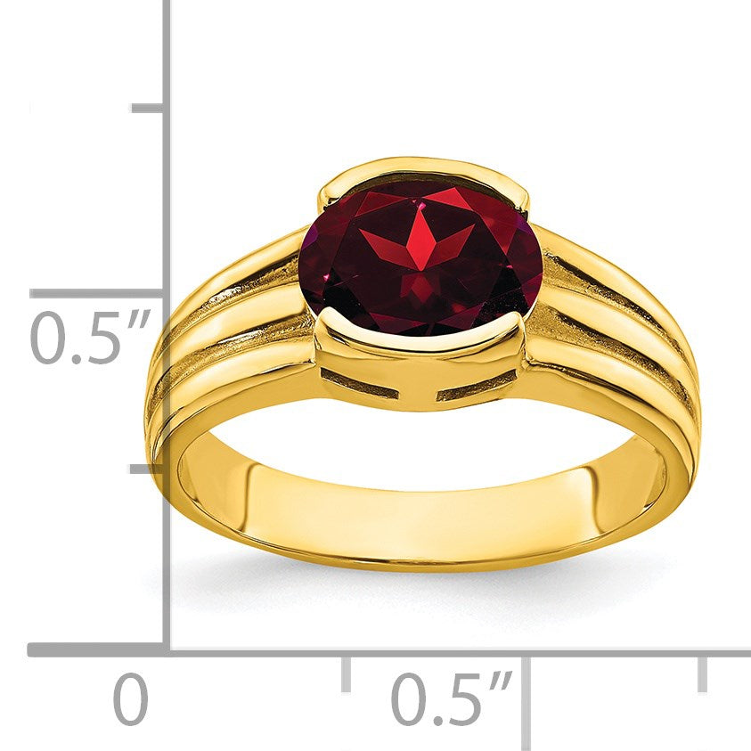 14k 8x6mm Oval Garnet East-West Ring