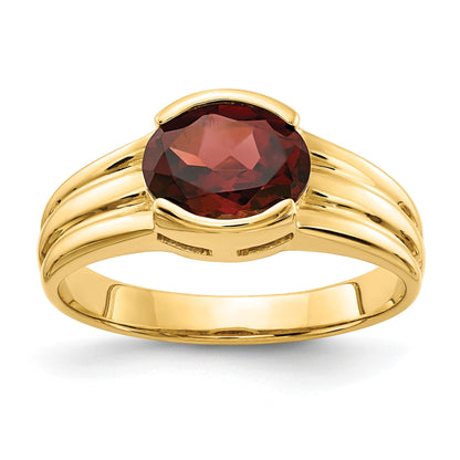 14k 8x6mm Oval Garnet East-West Ring