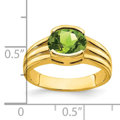 14k 8x6mm Oval Peridot East-West Ring