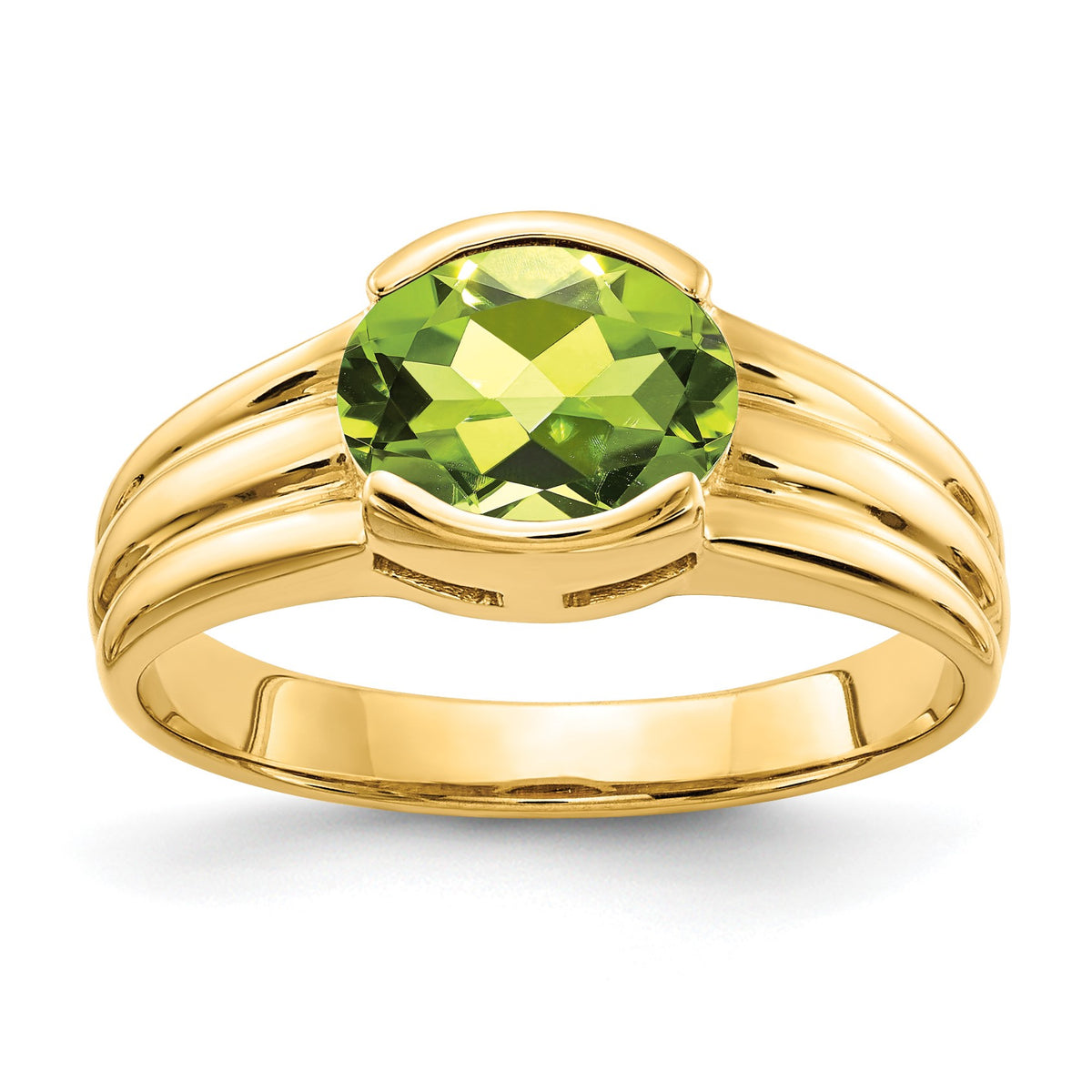 14k 8x6mm Oval Peridot East-West Ring