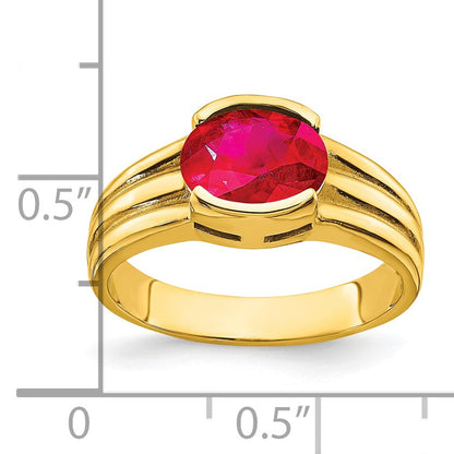 14k 8x6mm Oval Ruby East-West Ring
