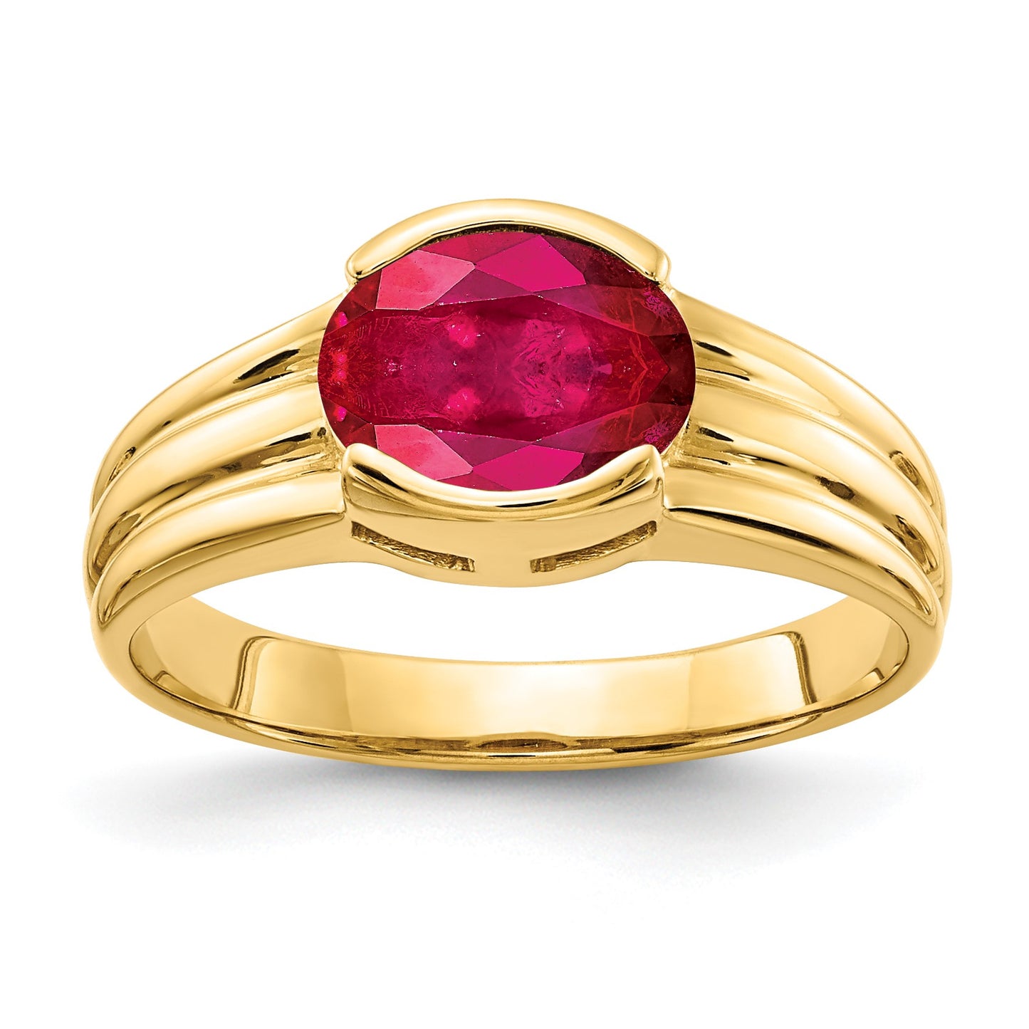 14k 8x6mm Oval Ruby East-West Ring