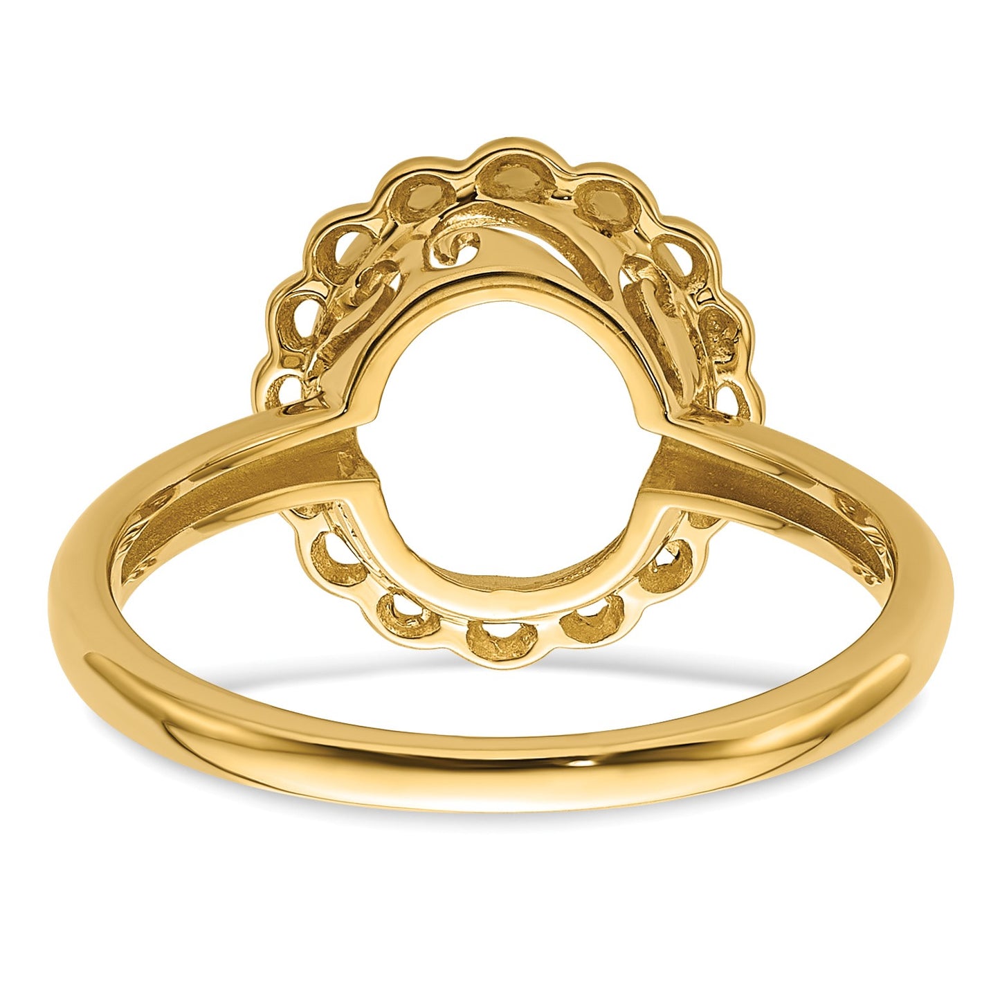 14k Holds 10x8mm Oval Gemstone Ring Mounting