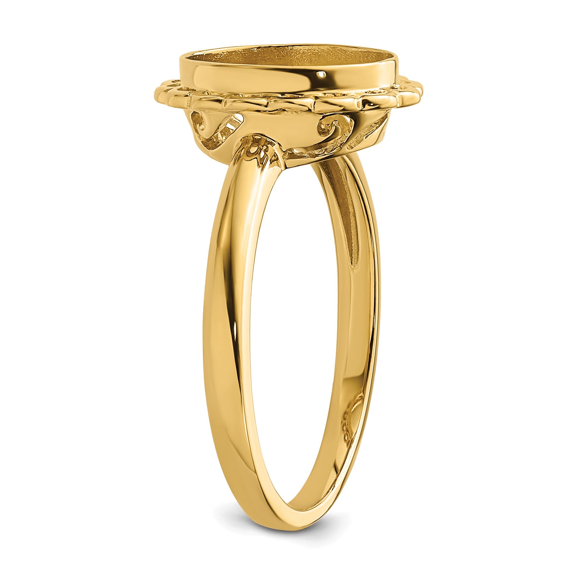 14k Holds 10x8mm Oval Gemstone Ring Mounting