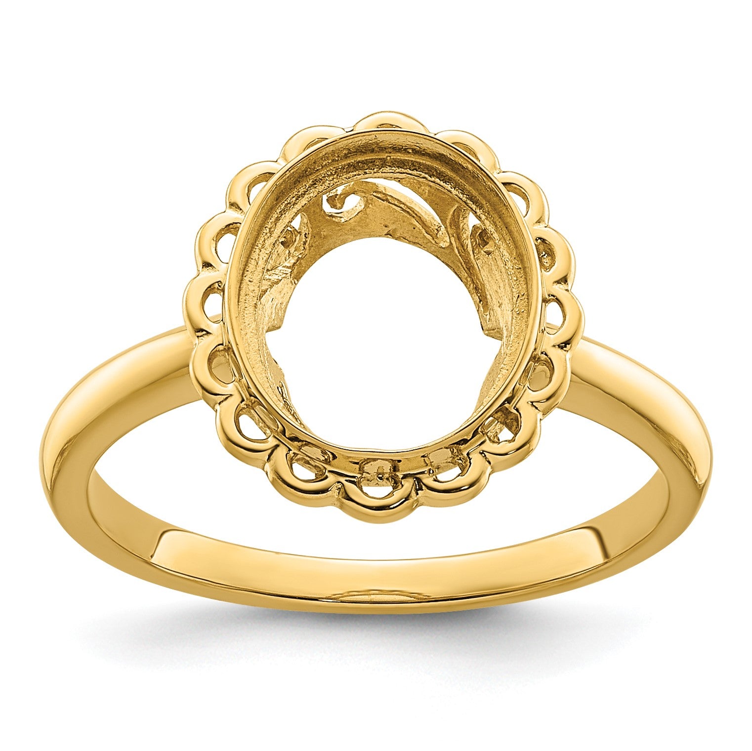 14k Holds 10x8mm Oval Gemstone Ring Mounting