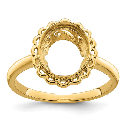 14k Holds 10x8mm Oval Gemstone Ring Mounting