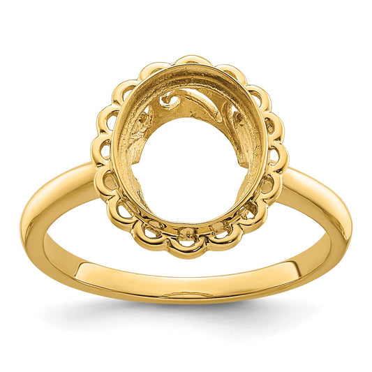 14k Holds 10x8mm Oval Gemstone Ring Mounting