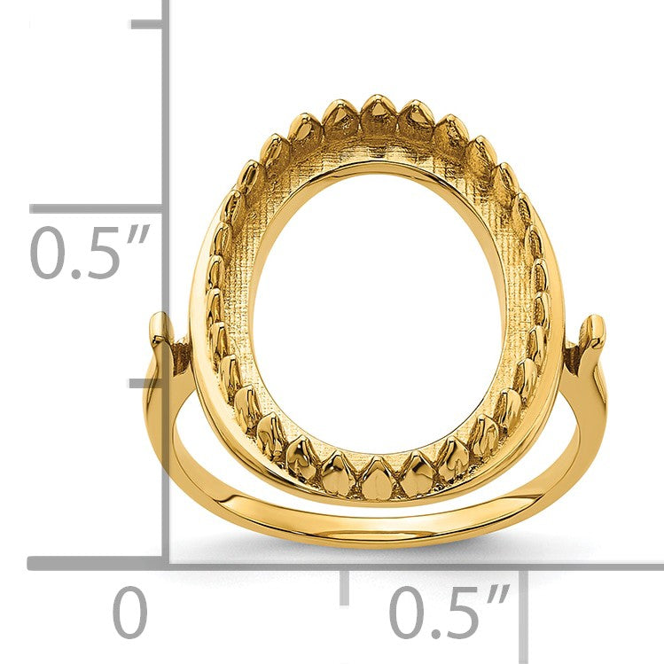 14k Holds 16x12mm Oval Gemstone Ring Mounting