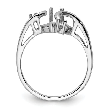 14k White Gold Holds 1-1.4mm Round and 1-12x6mm Marquise Gemstone Ring Mounting
