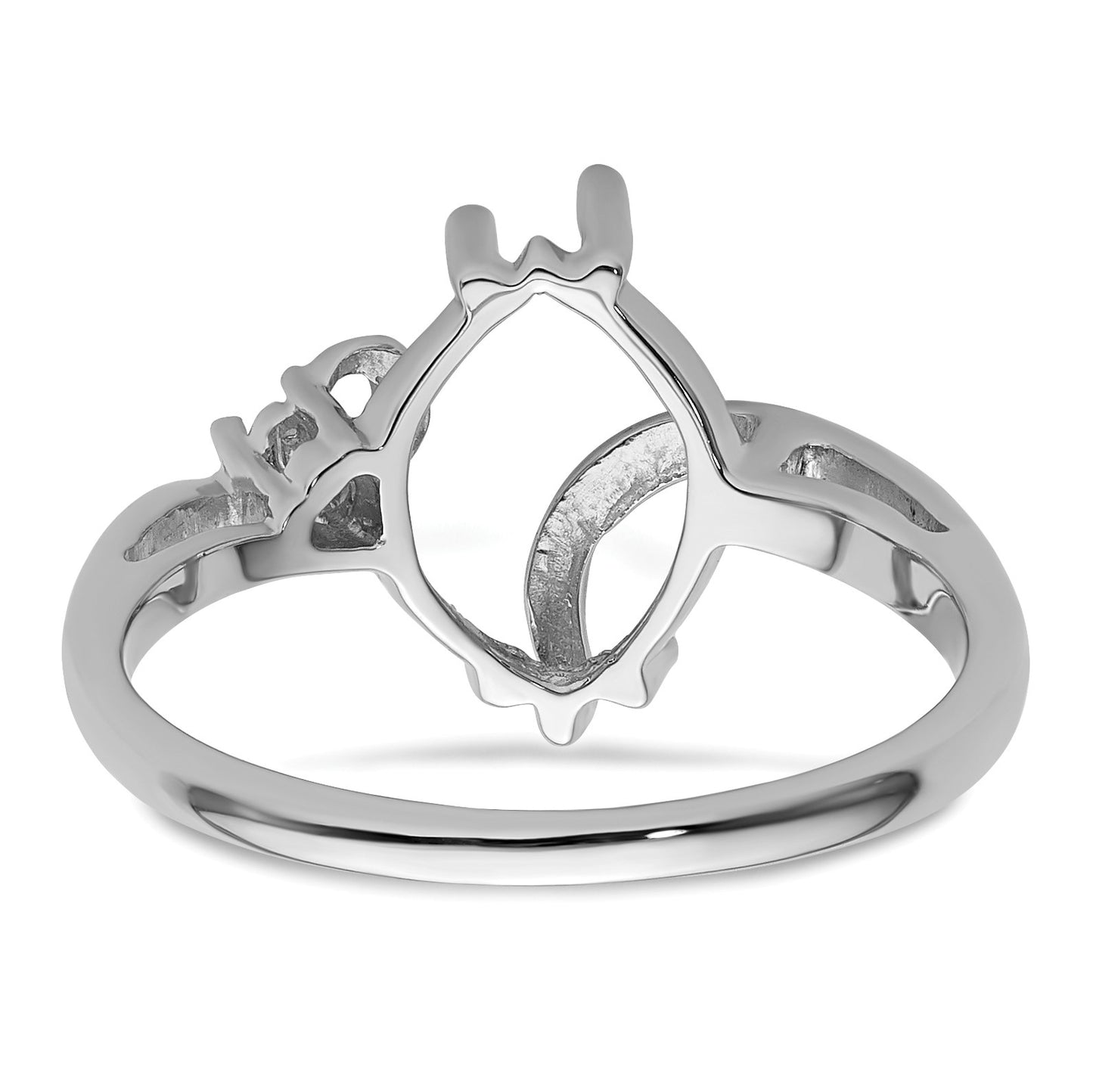 14k White Gold Holds 1-1.4mm Round and 1-12x6mm Marquise Gemstone Ring Mounting