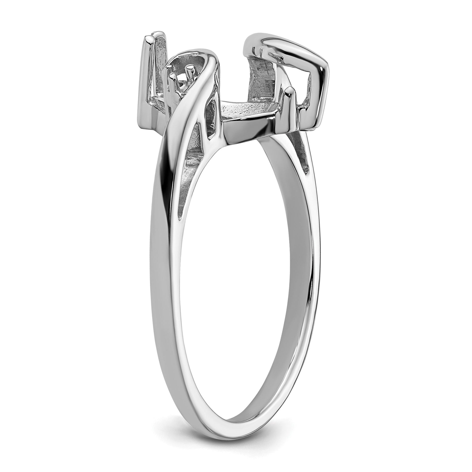 14k White Gold Holds 1-1.4mm Round and 1-12x6mm Marquise Gemstone Ring Mounting