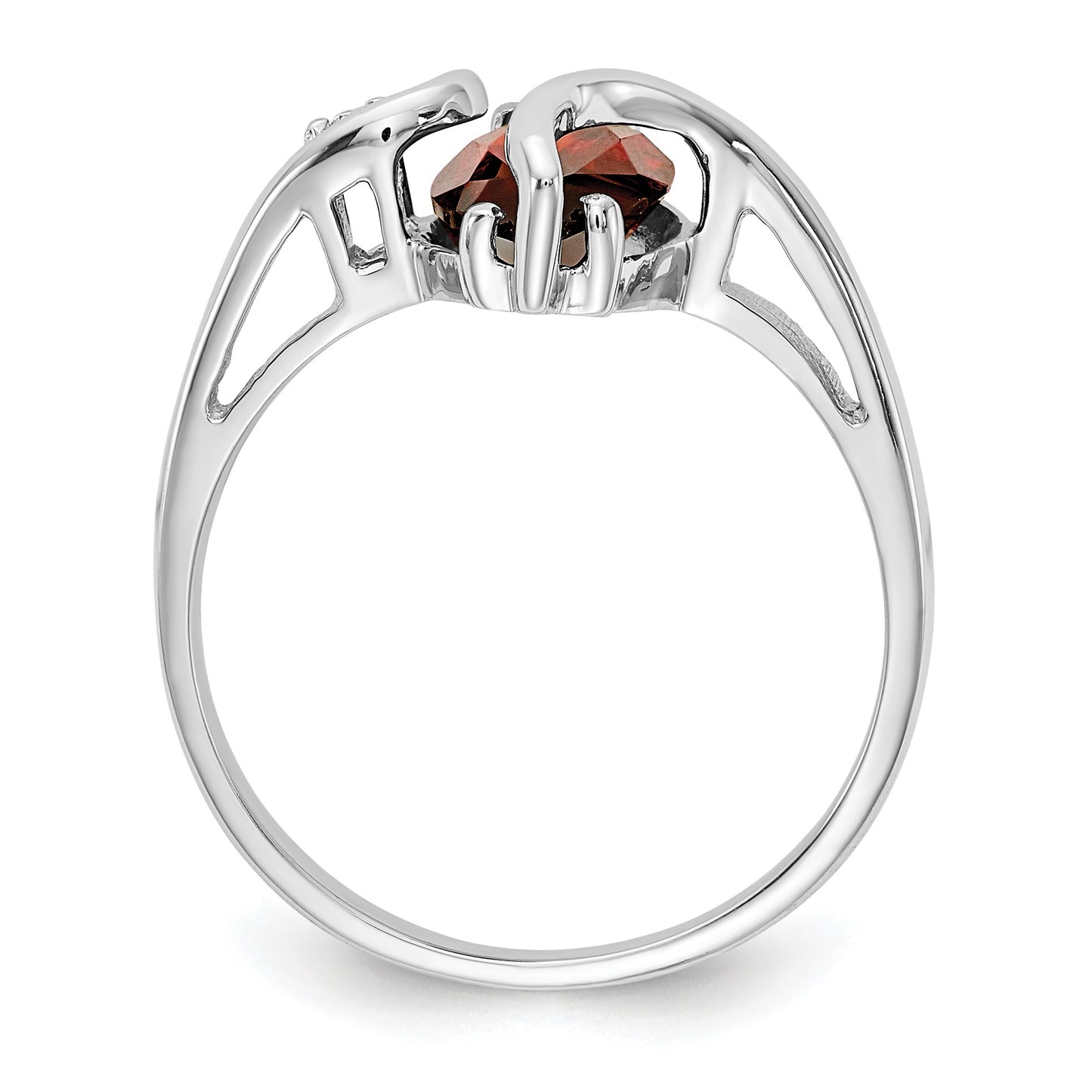 14k White Gold 12x6mm Marquise Garnet and A Diamond Ring
