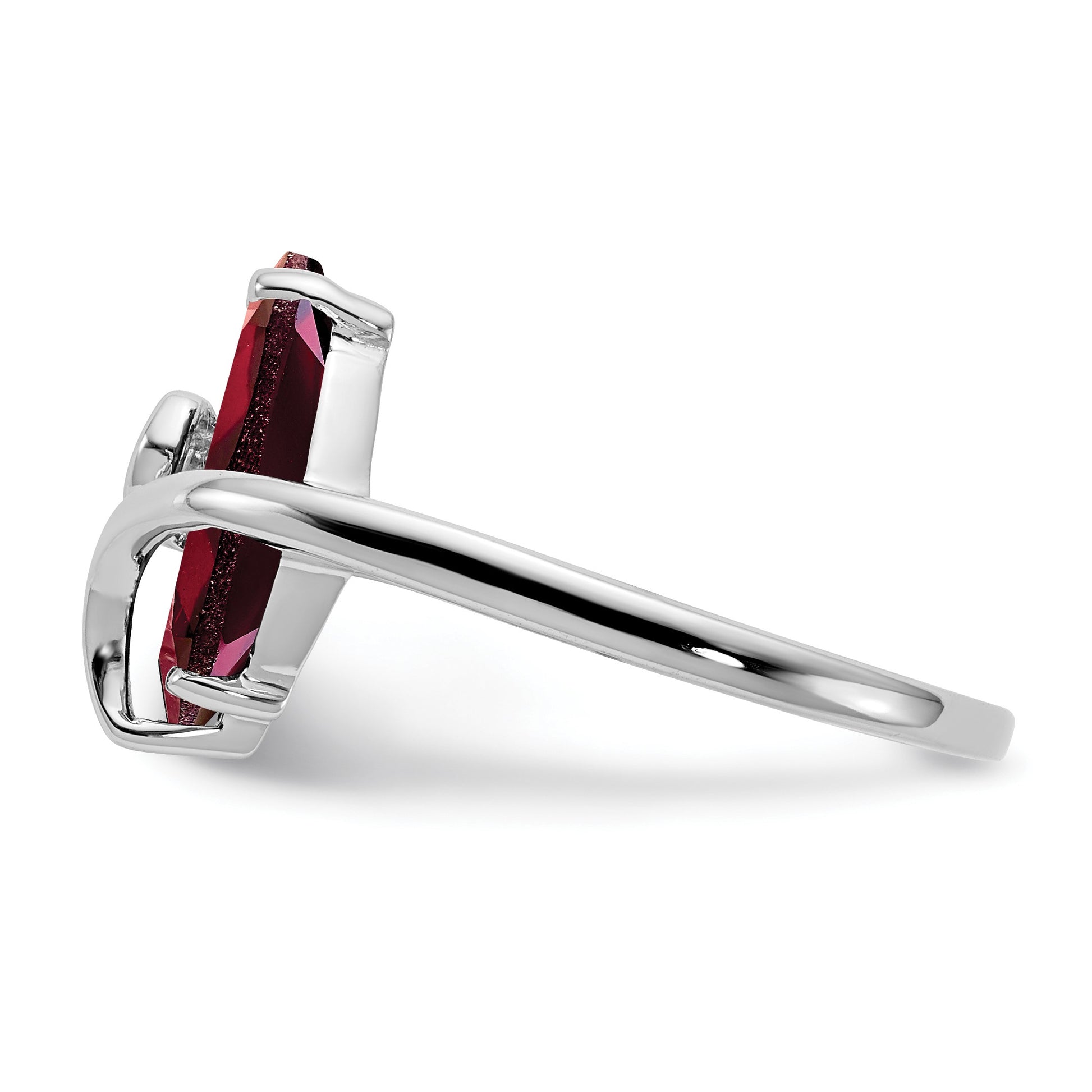 14k White Gold 12x6mm Marquise Garnet and A Diamond Ring