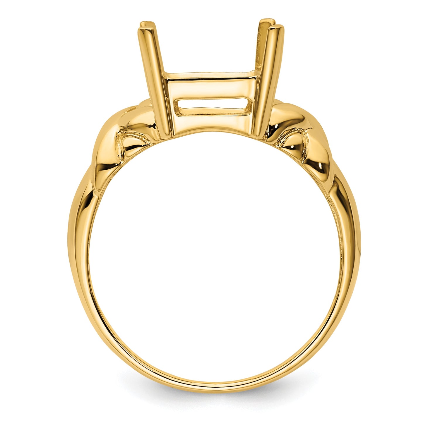 14k Holds 11x9mm Emerald-cut Gemstone Ring Mounting