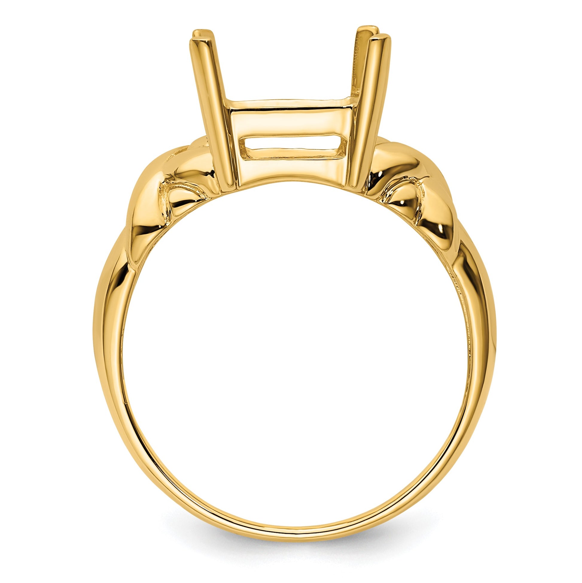 14k Holds 11x9mm Emerald-cut Gemstone Ring Mounting