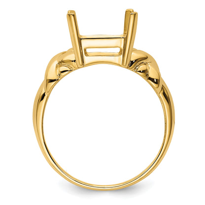 14k Holds 11x9mm Emerald-cut Gemstone Ring Mounting