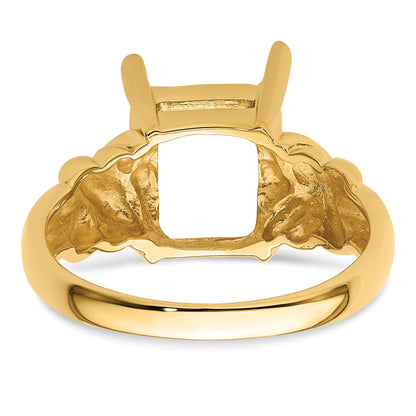 14k Holds 11x9mm Emerald-cut Gemstone Ring Mounting