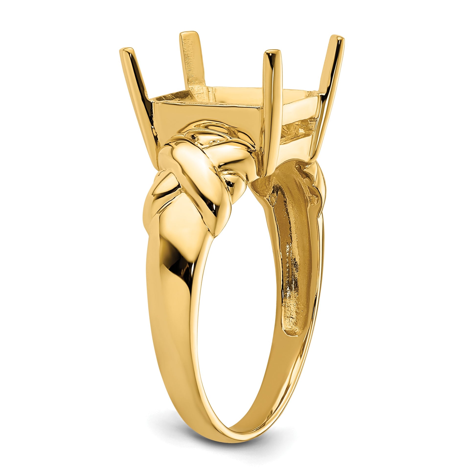 14k Holds 11x9mm Emerald-cut Gemstone Ring Mounting