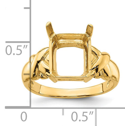 14k Holds 11x9mm Emerald-cut Gemstone Ring Mounting