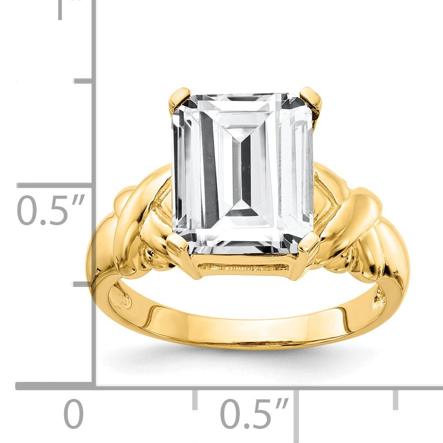 14k 11x9mm Emerald-cut Cubic Zirconia Ring