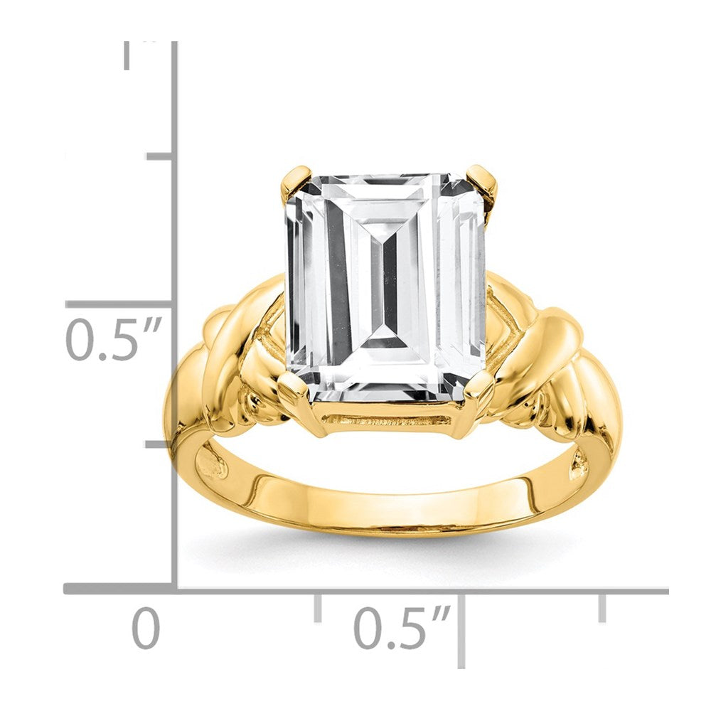 14k 11x9mm Emerald Cut Cubic Zirconia Ring