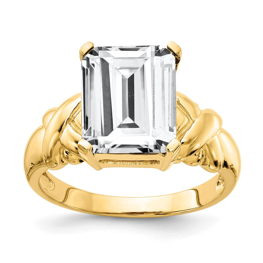 14k 11x9mm Emerald Cut Cubic Zirconia Ring