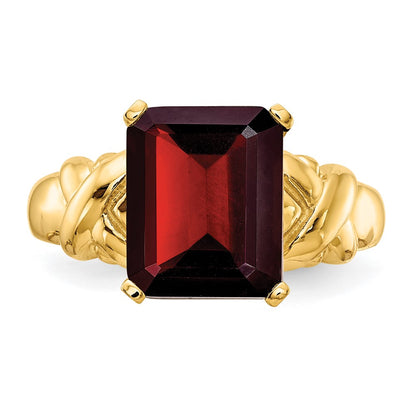 14k 11x9mm Emerald Cut Garnet ring