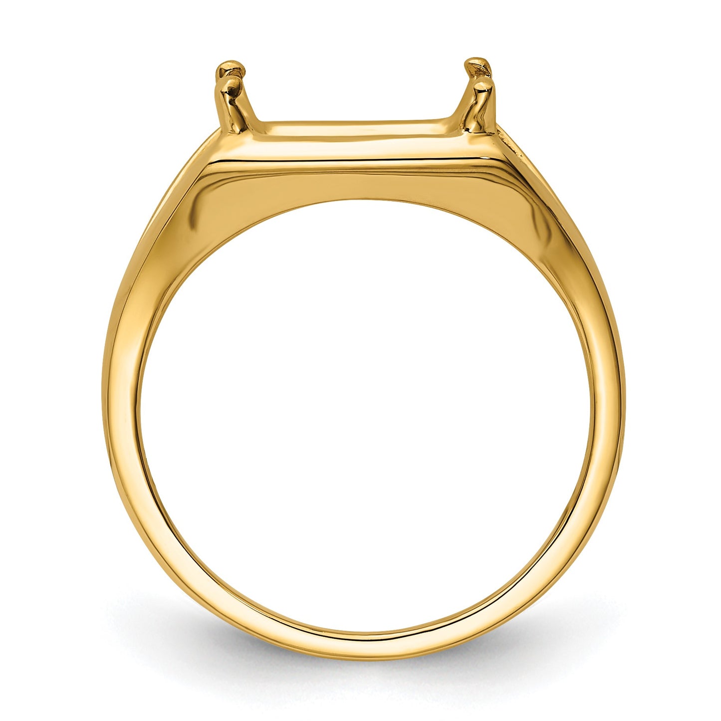 14k Holds 9x7mm Emerald-cut East-West Gemstone Ring Mounting