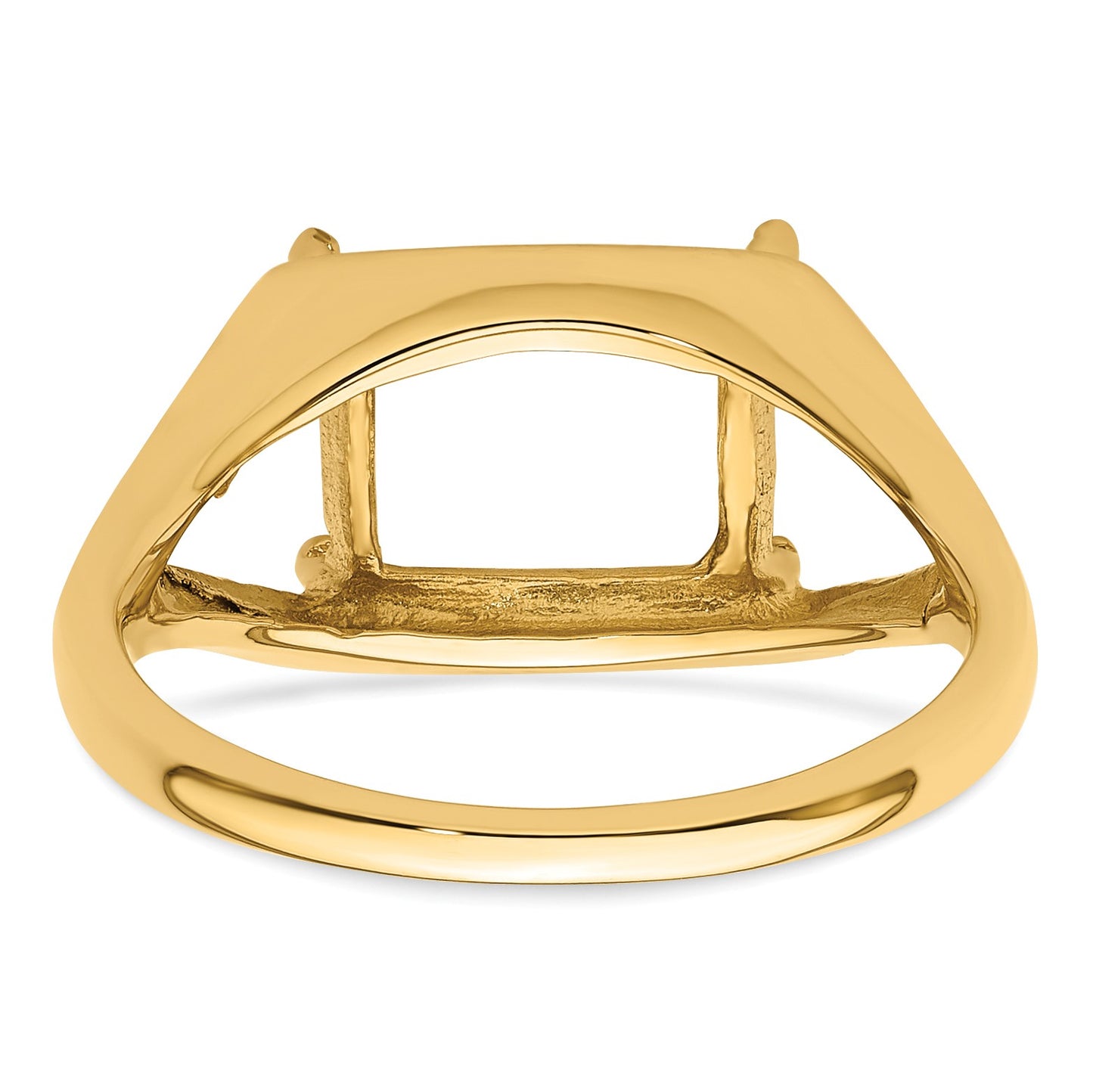 14k Holds 9x7mm Emerald-cut East-West Gemstone Ring Mounting