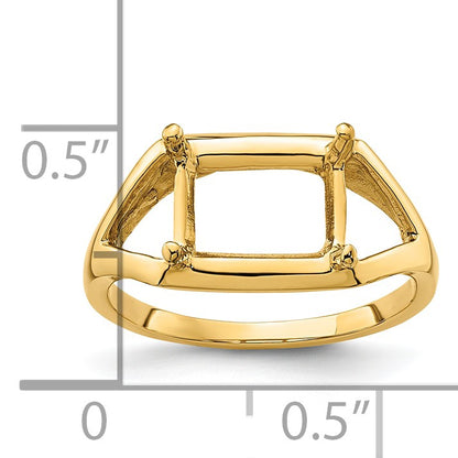 14k Holds 9x7mm Emerald-cut East-West Gemstone Ring Mounting