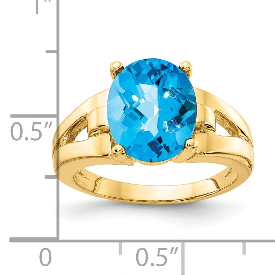 14k 11x9mm Oval Blue Topaz Ring