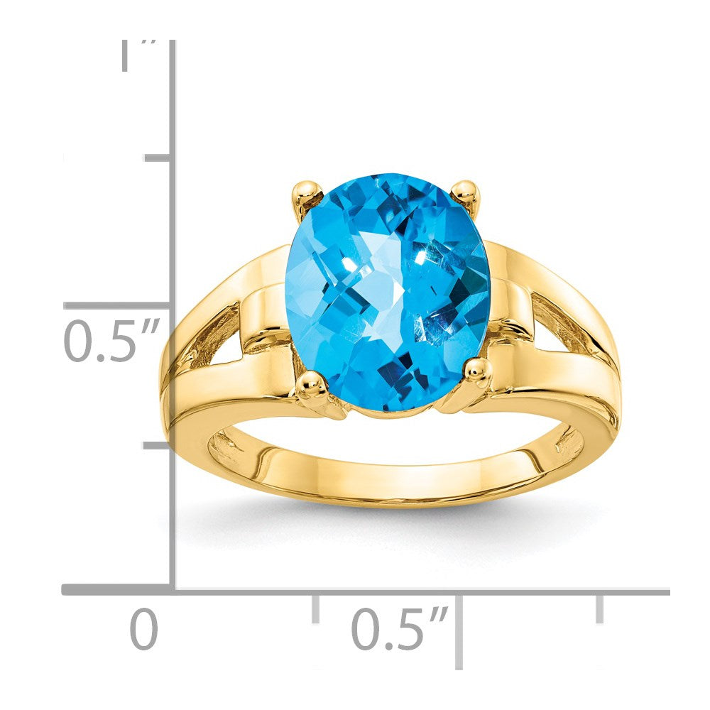 14k 11x9mm Oval Blue Topaz ring