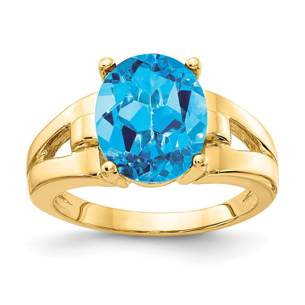 14k 11x9mm Oval Blue Topaz ring