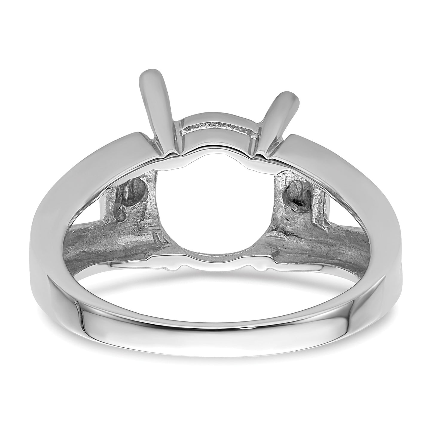 14k White Gold Holds 11x9mm Oval Gemstone Ring Mounting