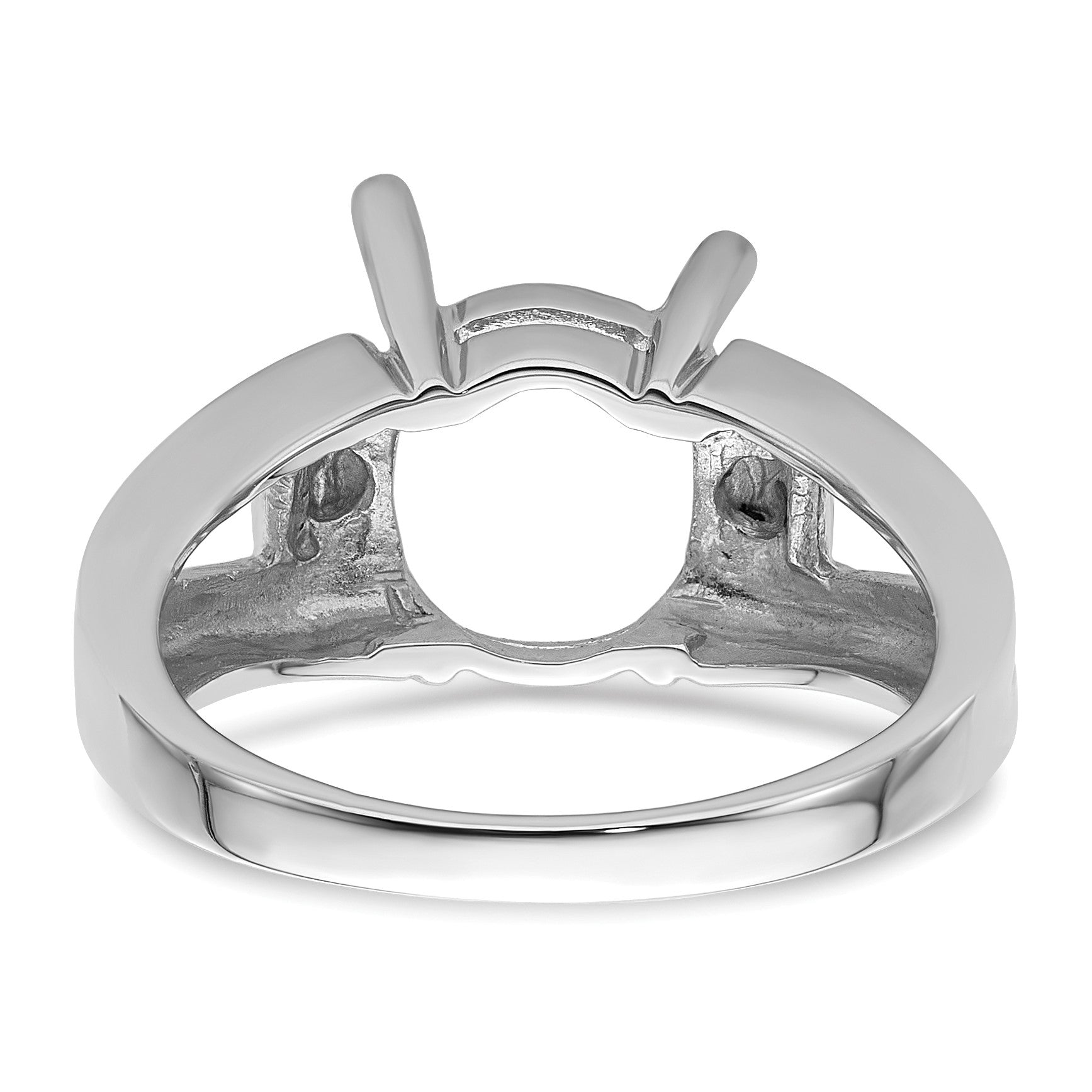 14k White Gold Holds 11x9mm Oval Gemstone Ring Mounting