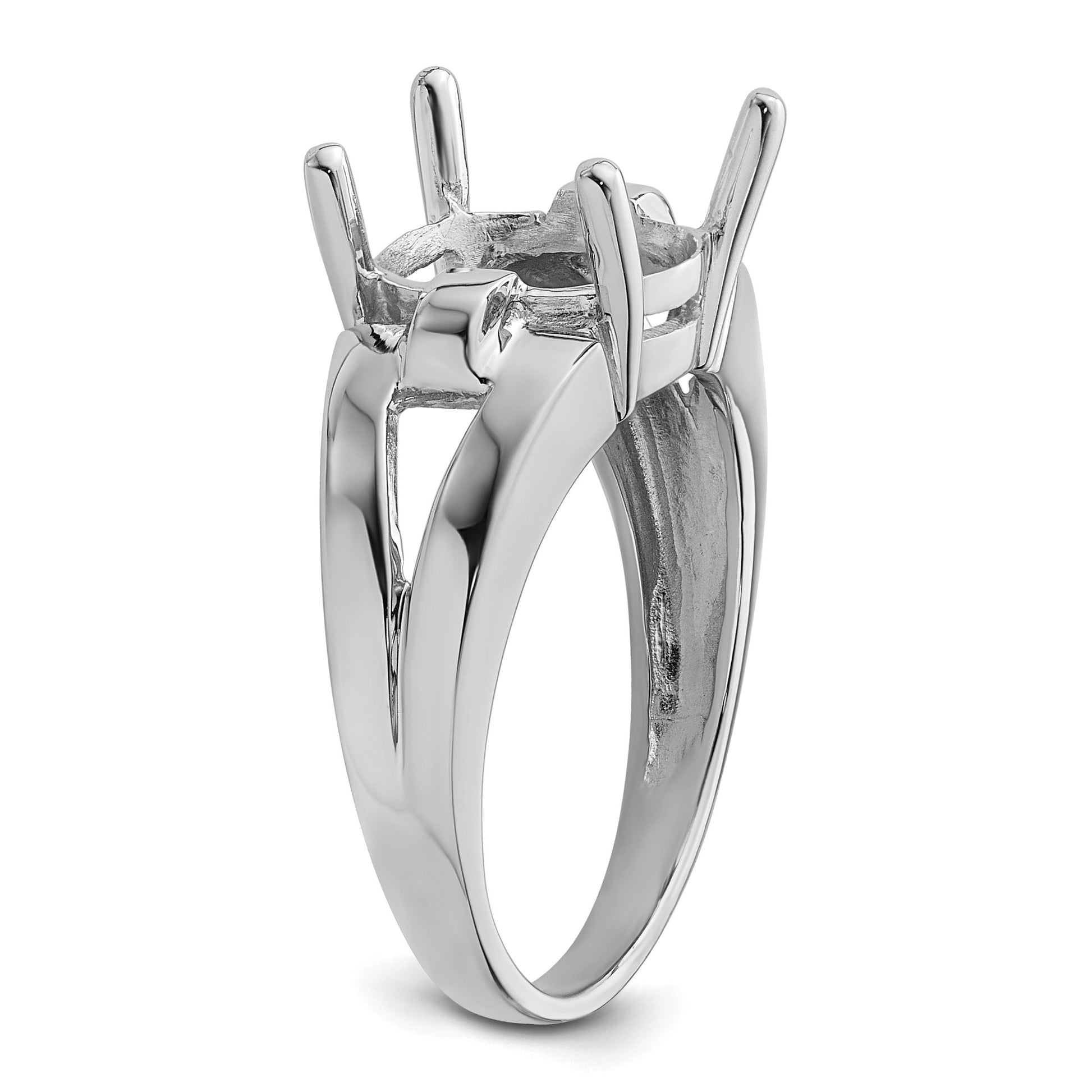 14k White Gold Holds 11x9mm Oval Gemstone Ring Mounting