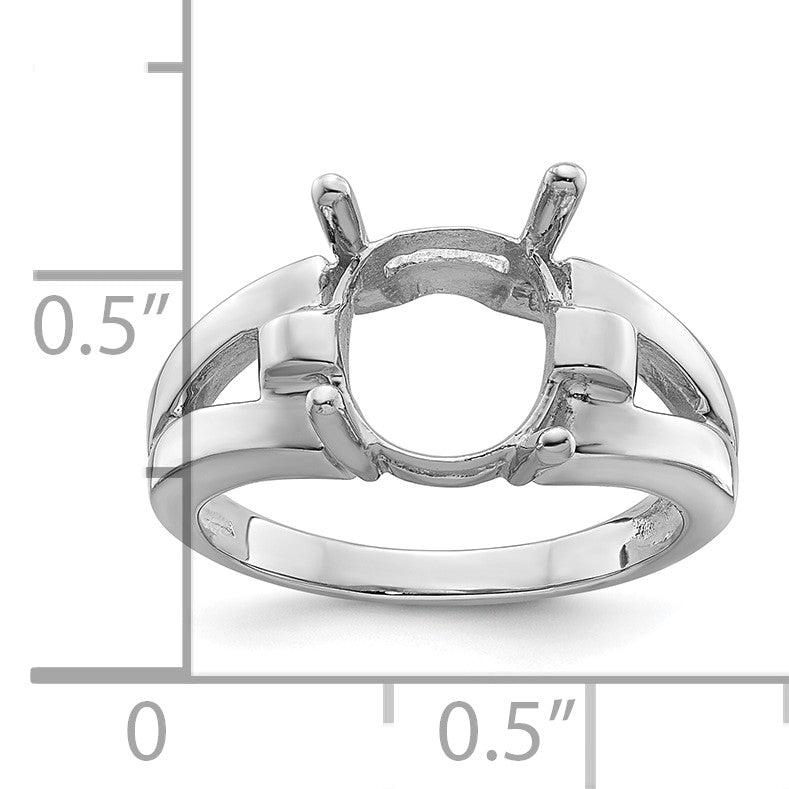14k White Gold Holds 11x9mm Oval Gemstone Ring Mounting