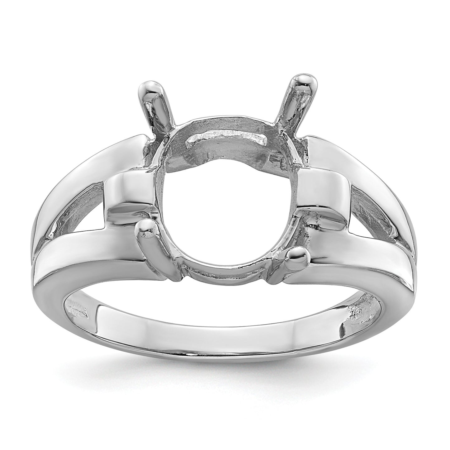 14k White Gold Holds 11x9mm Oval Gemstone Ring Mounting